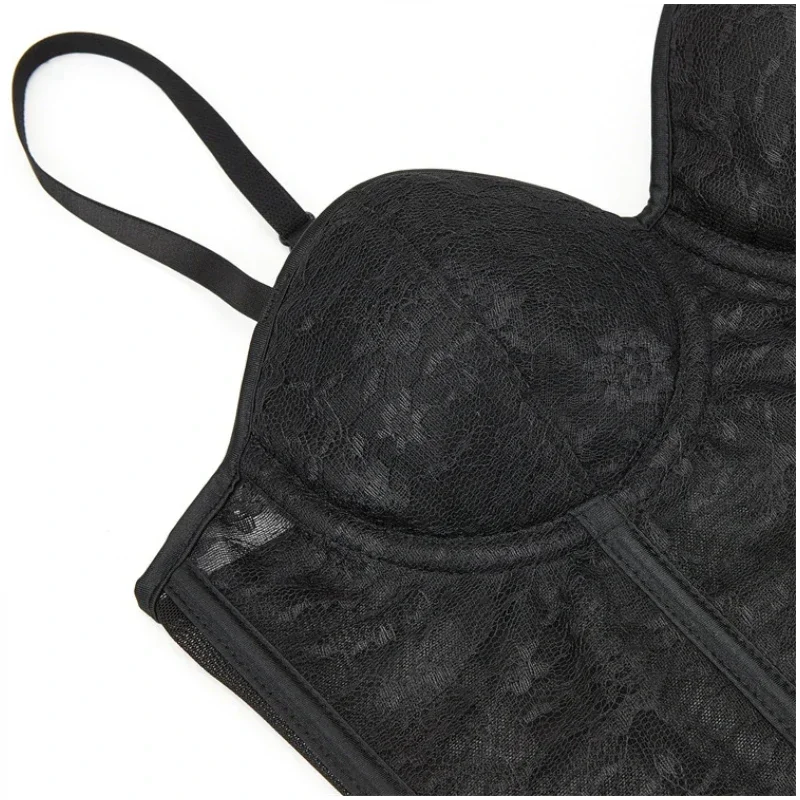 الكورسيهات والمشدات قمم بالإضافة إلى حجم شبكة الملابس الداخلية السوداء المشدية overالصدر الدانتيل يصل كلوبوير كورسيت