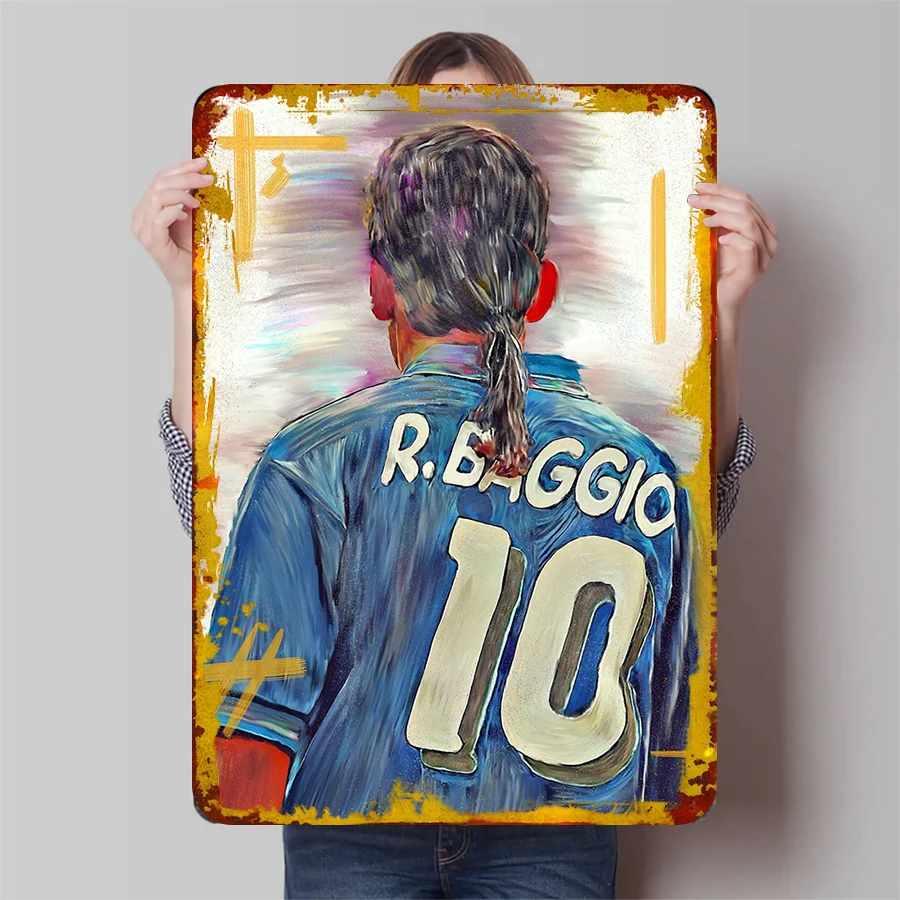 Roberto Baggio 10 Jersey ilustraciones pintura de hierro decoración de leyenda de fútbol para regalo de seguidores