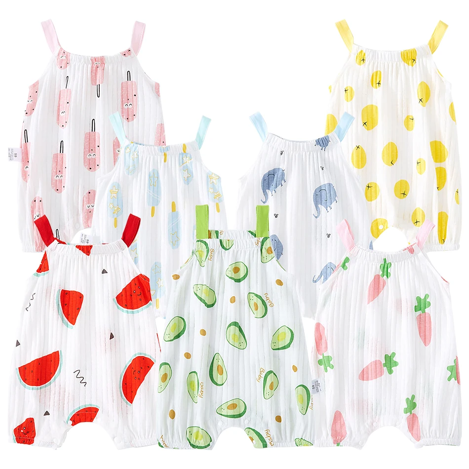 Baby Clothing Summer Girl Suspender Jumpsuit Thin Sleeveless Small Fresh Pattern Ha Clothing Cute Jumpsuit Rompers Bodysuits