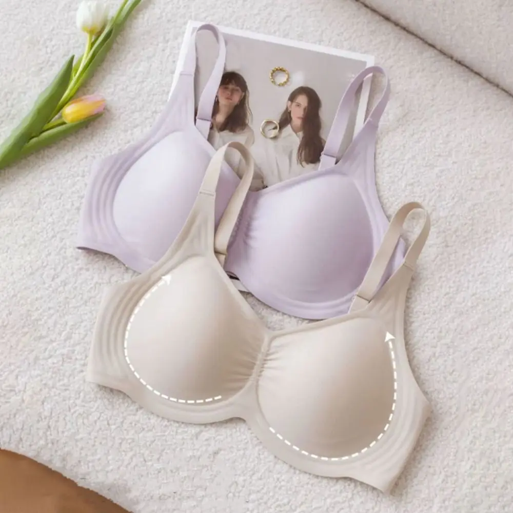 

Comfortable Large Size Wireless Deep V Bra Close-fitting Soft Push Up Bra Shockproof Anti-sagging Seamless Underwear Gifts