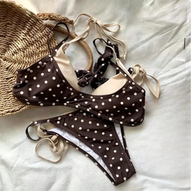 Cute Kawaii Ruffle Printed Two Piece Swimsuit Y2K Lolita Harajuku Women Crop Top Skirt For Summer Seaside Beach Vacation Trip