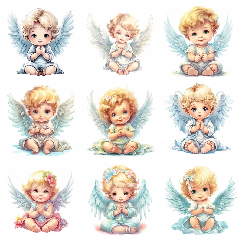 Cartoon cute little angel Heat Transfer patch for clothing DIY children\'s printing, used for clothing ironing applications