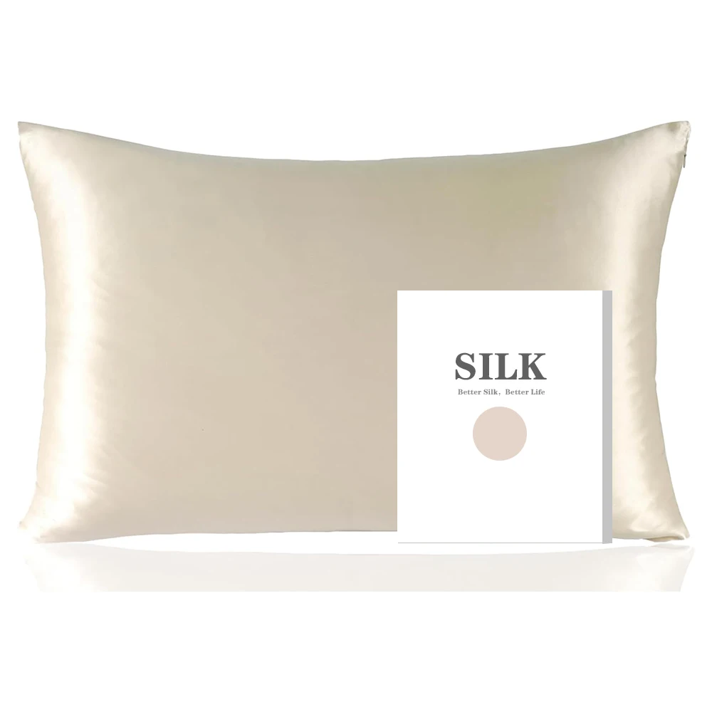 

100% Double-sided Pure Silk Pillowcase with Hidden Zipper 19 Momme 6A Natural Mulberry Silk Pillow Case 1PCS