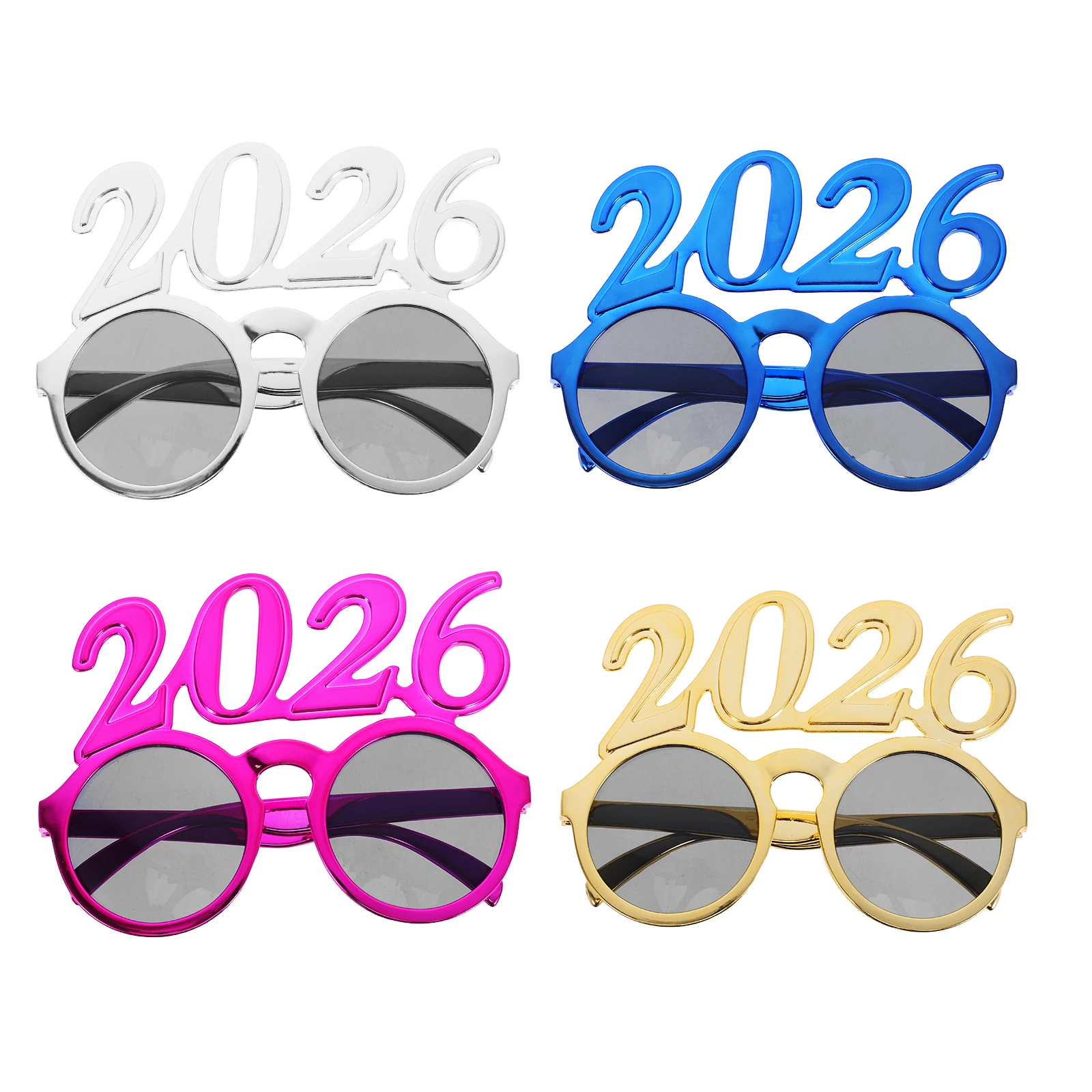 

4Pcs 2026 New Year Eyeglasses Glitter Number Sunglasses Graduation Party Favors Holiday Photo Booth Props Happy New Year Glasses
