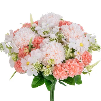 실크 라일락 공 국화 조화, 웨딩 홈 크리스마스 장식, 신부 부케, DIY 배경 벽 장식, 1PC