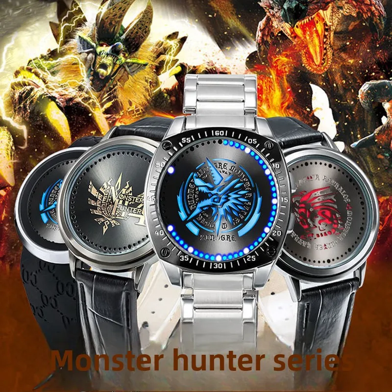 

Monster Hunter Светящиеся часы Мужской Огненный Дракон Гром Волк Дракон Анимация Светодиодный сенсорный экран Водонепроницаемые часы