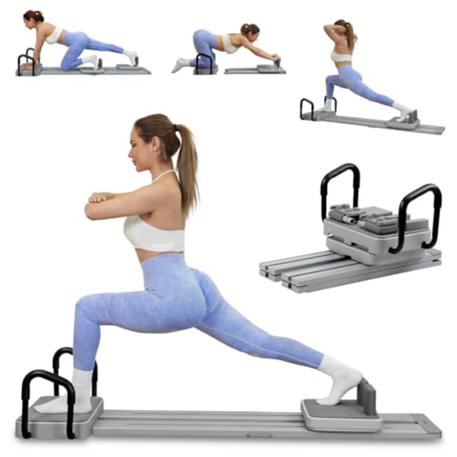 Pilates Reformer with 66.9'' Extended Track Portable Multifunctional Abdominal Pilates Ski Machine for Home Workout Equipment i