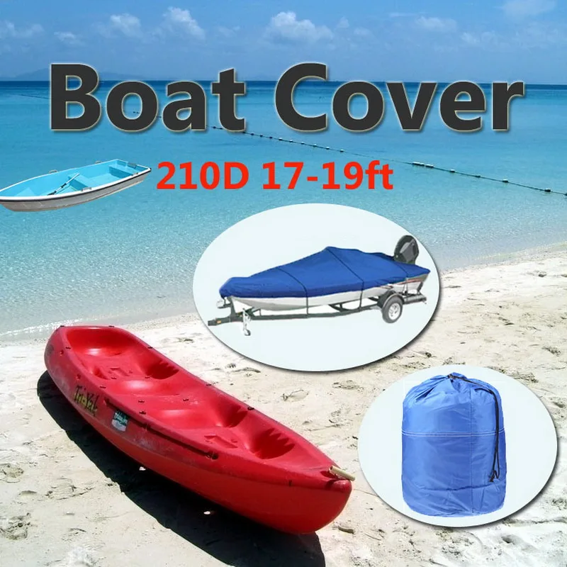 

Premium 17-19ft Boat Cover - Marine-Grade Waterproof Oxford Fabric Lightweight V-Hull Catamaran Cover (Blue)