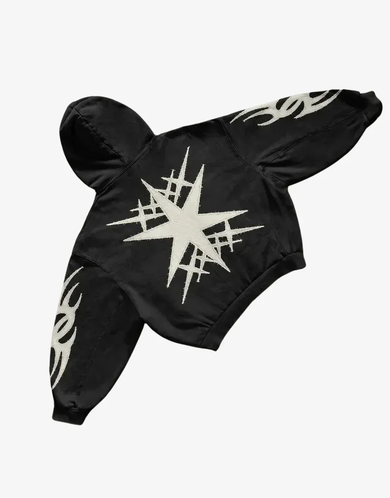 سويت شيرت رجالي بغطاء للرأس عالي الشارع كاجوال ومريح لجميع المواسم بالإضافة إلى حجم طباعة فضفاضة Y2k نمط فاسق