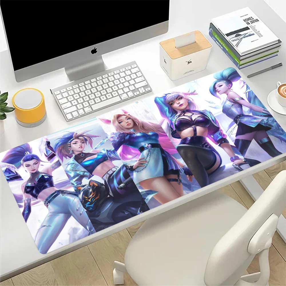 League of Legends KDA Ahri Akali Kaisa Large Mouse Pad Gaming Mousepad PC Gamer Computer Office Mouse Mat Keyboard Mat Desk Pad