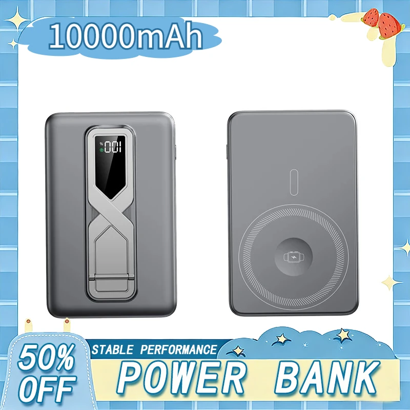 

10000mAh Magnetic Power Bank Wireless Fast Charger For Magsafe Portable Auxiliary Battery Pack For Samsung iphone Huawei