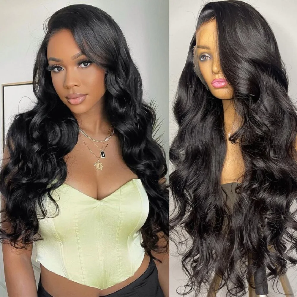 13x4 HD Body Wave Lace Front Wig Natural Color Transparent Lace Frontal Wigs For Women Pre Plucked 180% Density Wig Remy Hair