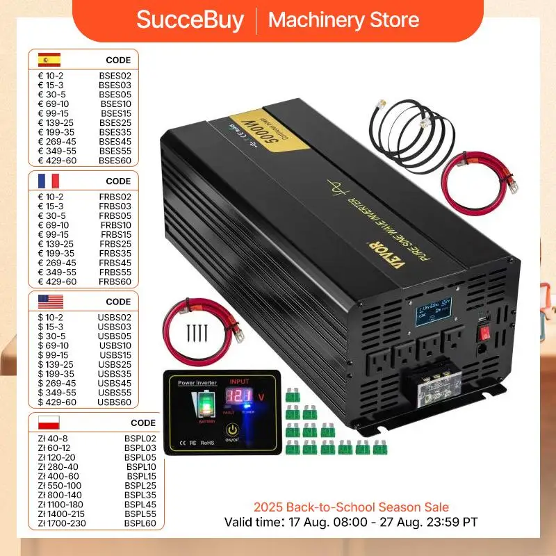 VEVOR Inverter a onda sinusoidale pura da 12V cc a 120V ca schermo LCD in lega di alluminio e indicatori LED per l'alimentazione della smerigliatrice del ventilatore del computer portatile