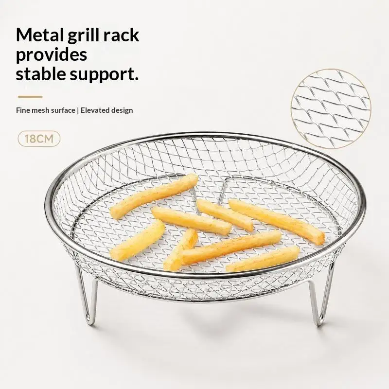 Hot Sale Home Stainless Steel Air Fryer Grill Rack No Flipping Required Easy To Clean Filters For Draining Water And Oil