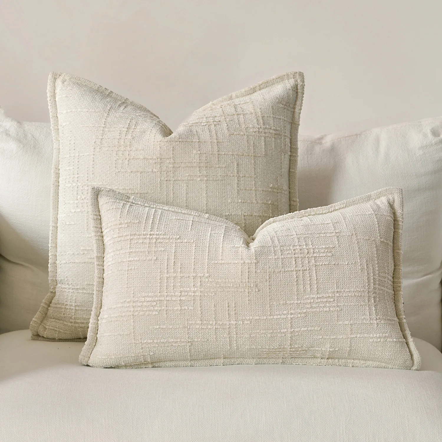 Woven Thick Solid Cushion Cover, Chenille, Ivory, Camel, Pink, Burnt Orange, Mustard Yellow, 45x45cm, 50x50cm, Home Sofa Decor