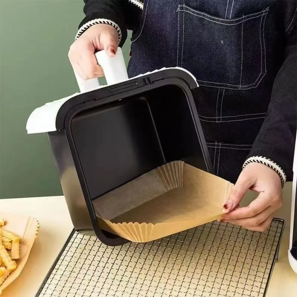 100pcs Non-Stick Air Fryer Paper Waterproof Heat Resistant Parchment Paper Rectangle Oilproof Baking Paper Microwave