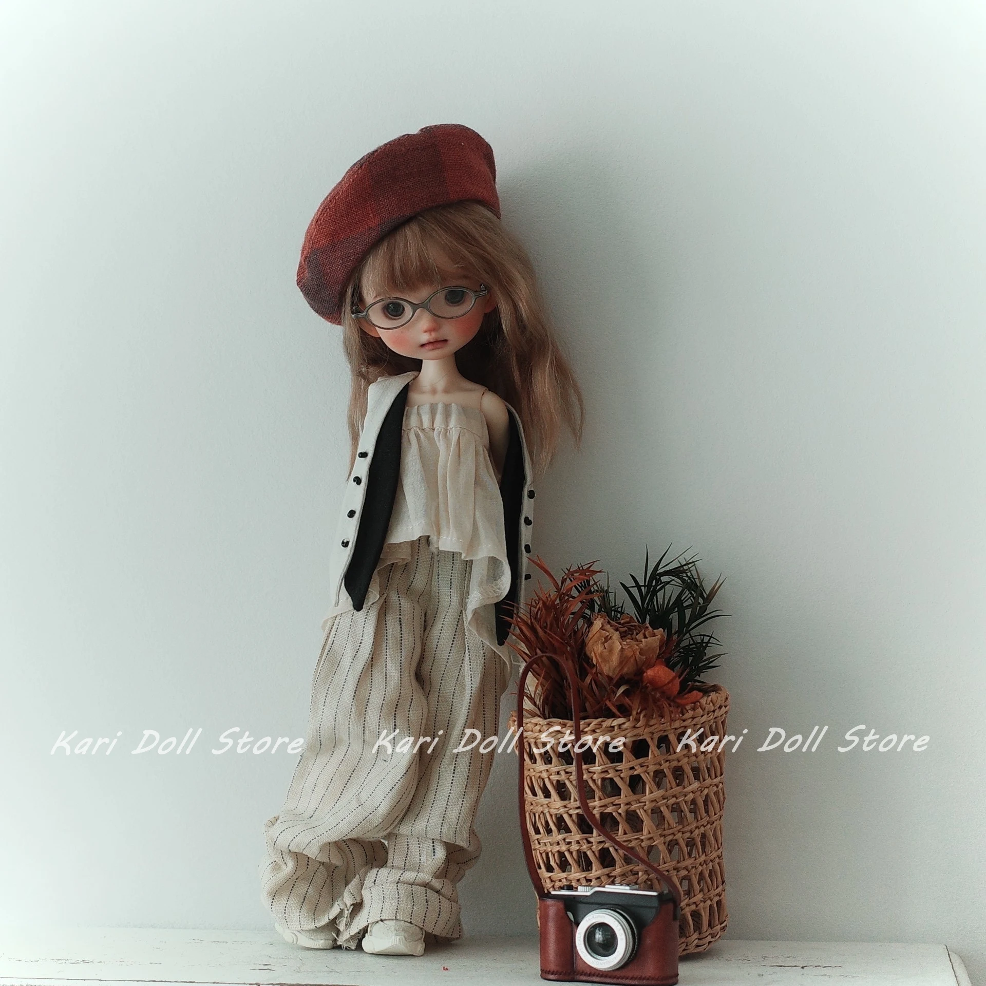 

Kari Doll Одежда и юбки Расслабленные брюки в полоску в японском стиле с цветным жилетом для куклы Landazz Landoudou