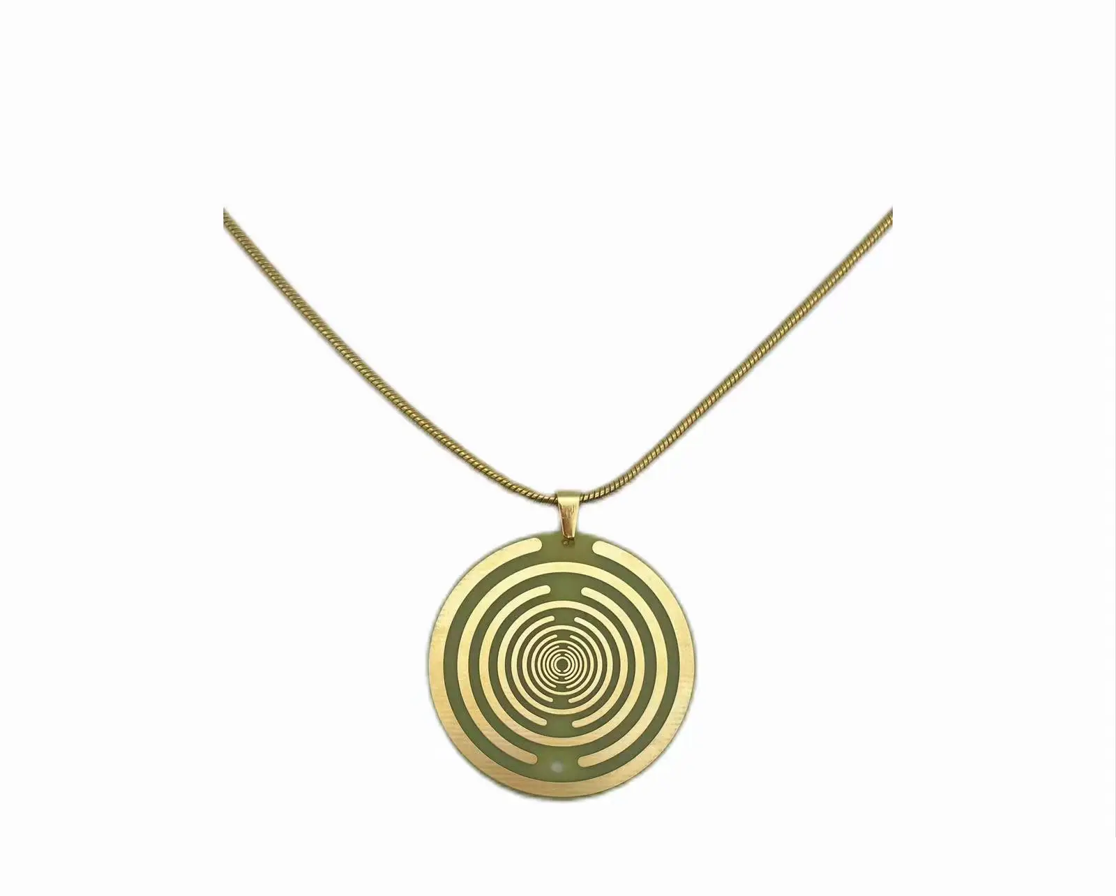 1pc Lakhovsky MWO Golden Plated Energy Disc Pendant Necklace 39mm/1.54inch Fashion Jewerly