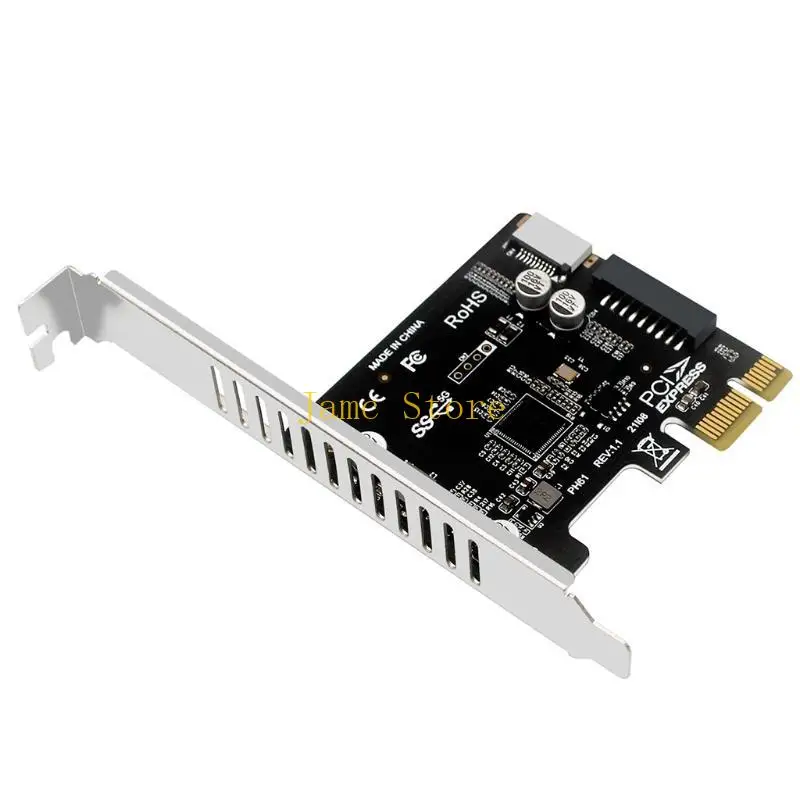 LX0B PCI E Adapter Card PCI-Express 1X to USB Type-E Expansion Card with Type-C 19 Pin Power Connector for LINUX, for WIN