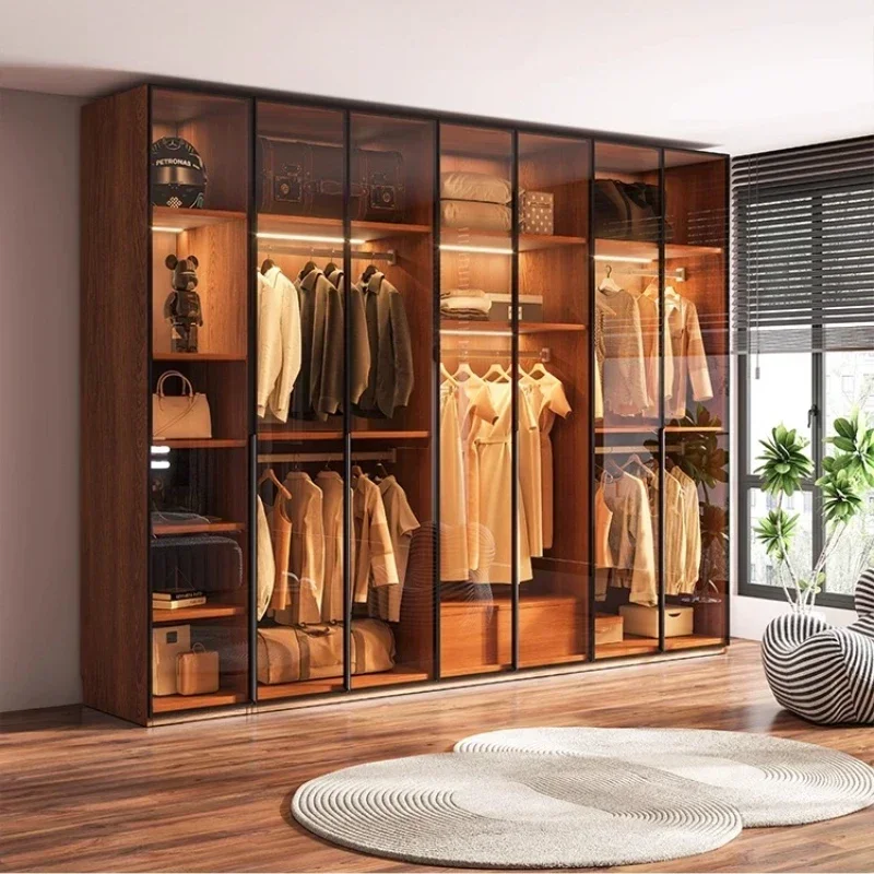 #Modern Glass Wardrobe Bedroom Household Combination Storagecabinet L-shaped Corner Cloakroom Closet Furniture Forclothes