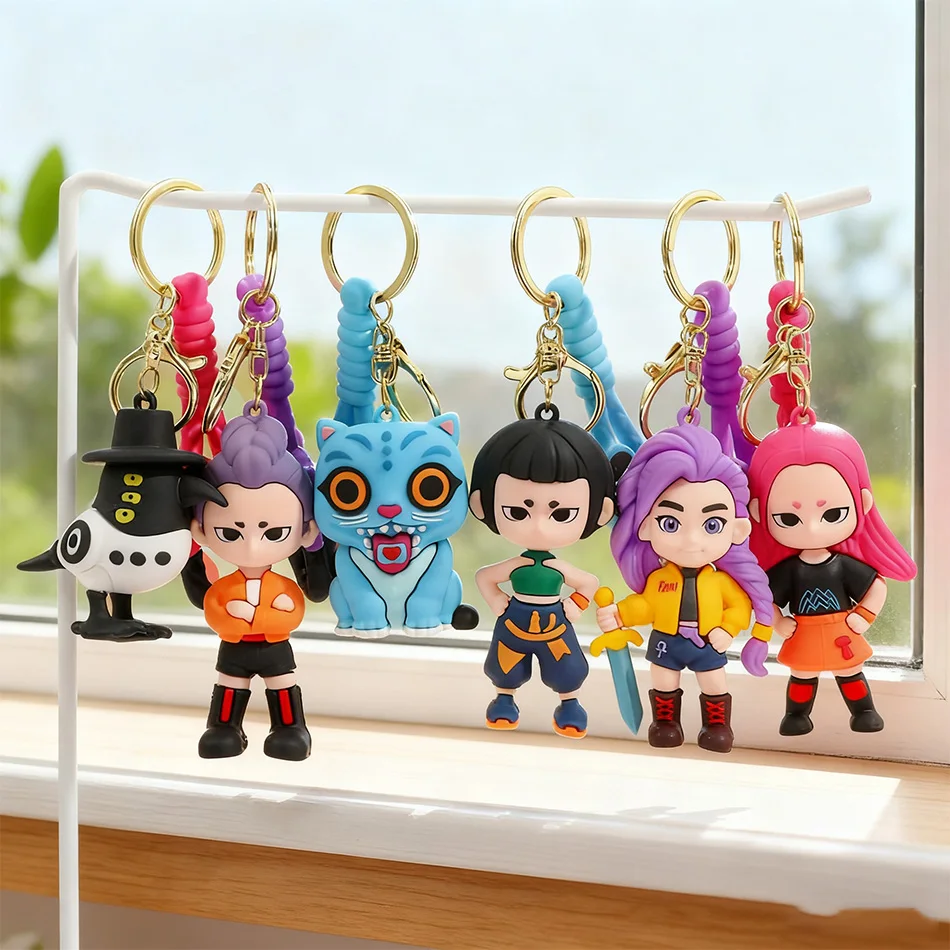 Anime kpop demon caçadores figura de palco brinquedo pvc chaveiro saco pingente coleção dos desenhos animados modelo presente para crianças