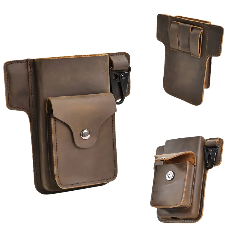 1pcRetro Multifunctional Waist Bag with Balance Mouth Design, Genuine Leather Men's Gifts for Leisure and Daily Use