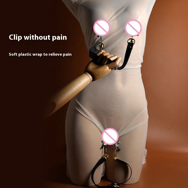 SM Clip Cunt Strap-on Nipple Clamps + Strap-on Erotica Clitoral Stimulation Adult Sex Toys