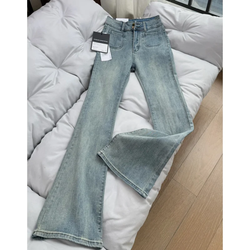 Y2K-Jean Bleu pour Femme, Pantalon Large, Taille Haute, Vintage, Droit, Baggy, Été