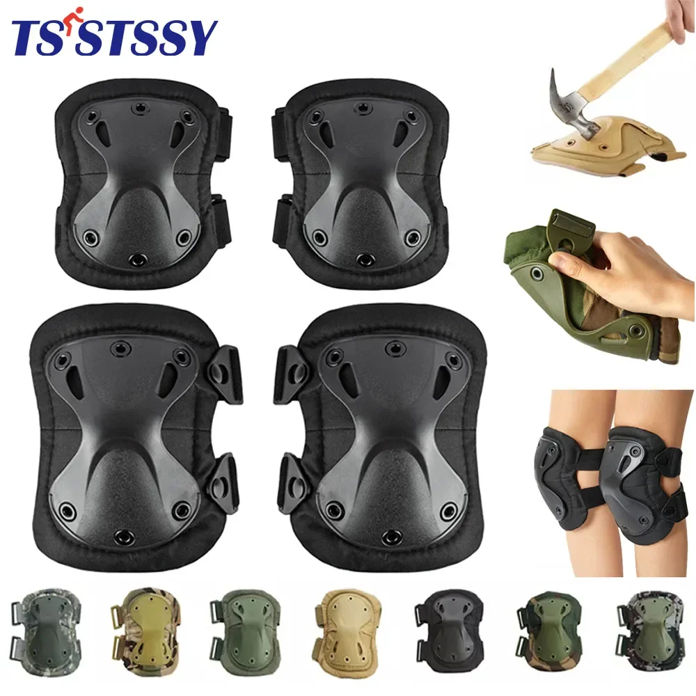 

4Pcs/Set Military Tactical Knee Elbow Pads Army Airsoft Paintball Hunting Protection Elbow Pads War Game Protector Knee Pad Gear