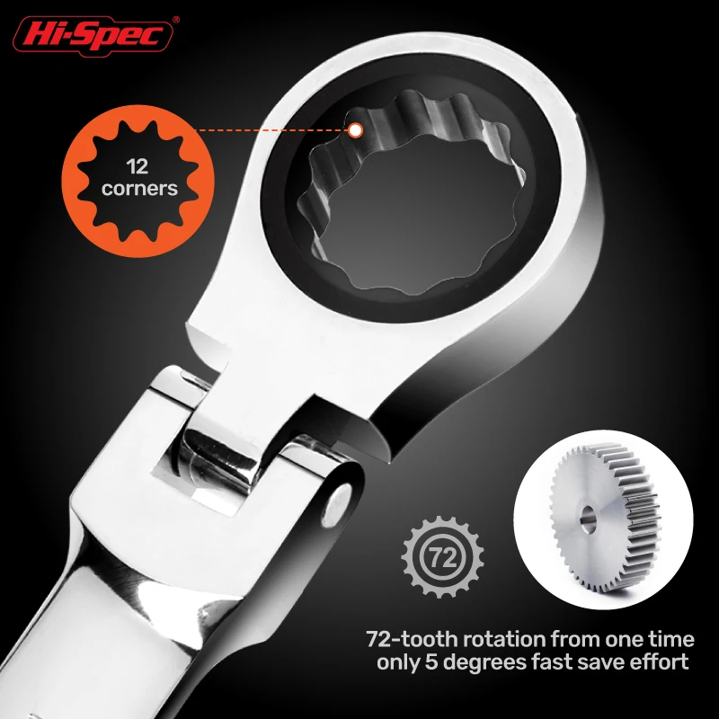 Zestaw kluczy nasadowych z regulacją momentu obrotowego Hi-Spec 8-19 mm, uniwersalny klucz do napraw rowerów i motocykli, zestaw narzędzi mechanicznych