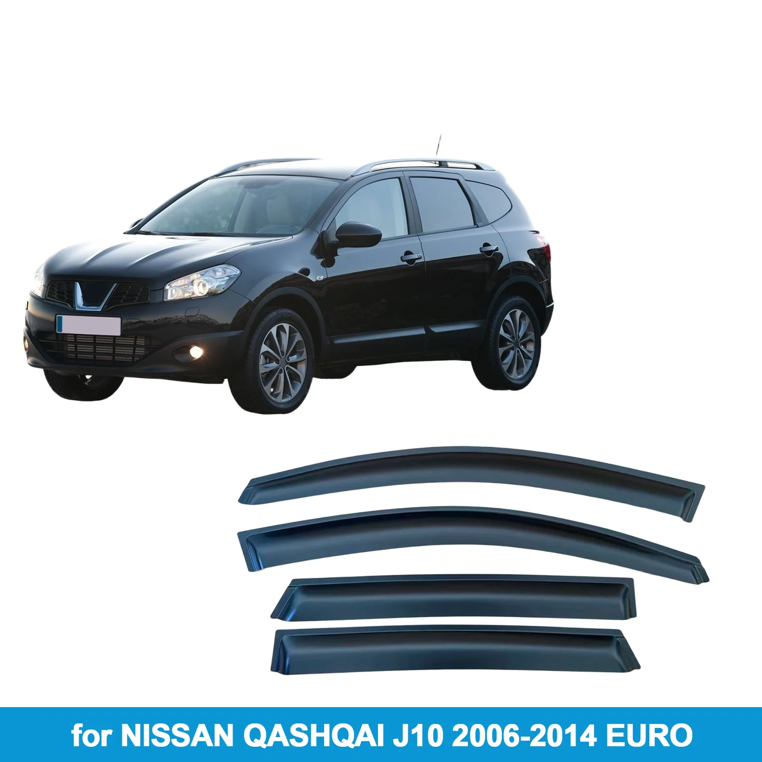 

Дефлекторы окон (ветровики) для NISSAN QASHQAI J10 2006-2014 EURO, защита от дождя, боковые вентиляционные накладки, внешнее крепление на липучке