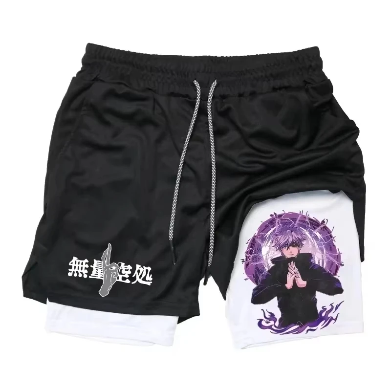 Jujutsu Kaisen Summer Shorts Man Anime Printed Sports Women's Breathable Quick-drying Casual Two-in-one Sports Running Pant 2025