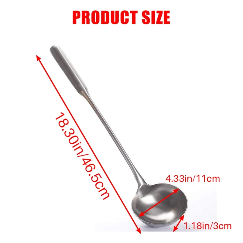 Soup Ladle, Wok Spatula,The Longer Handle Shovel Spoon Rustproof, Heat Resistance, Integral Forming Durable Stainless