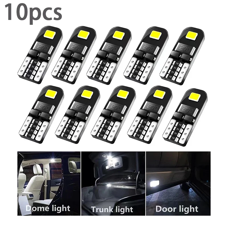 Lampe de signalisation intérieure de voiture, pas d'ampoule courageuse, W5W, T10, LED Canbus, lampe de lecture, 194, 10 pièces