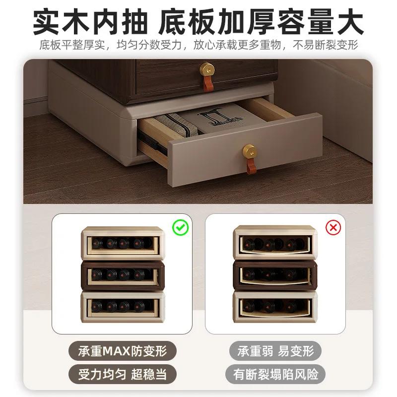 Premium Rotating bedside table Modern simple light luxury high-end solid wood bedside table  bedroom locker