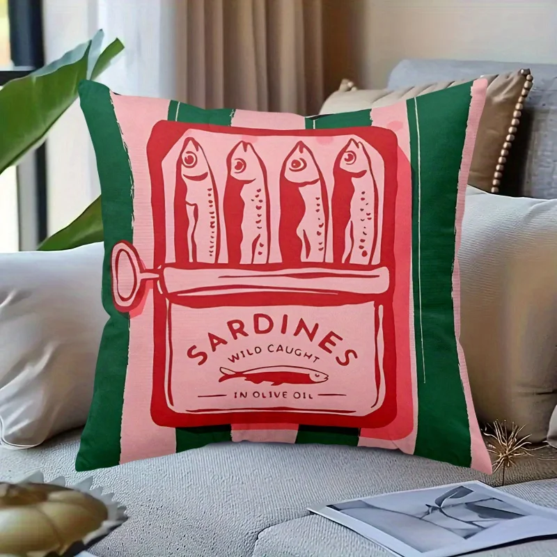 1pc Vibrant Minimalist Food Design Throw Pillow Cover Zippered Polyester Cushion Cas, Decorative Pillowcase