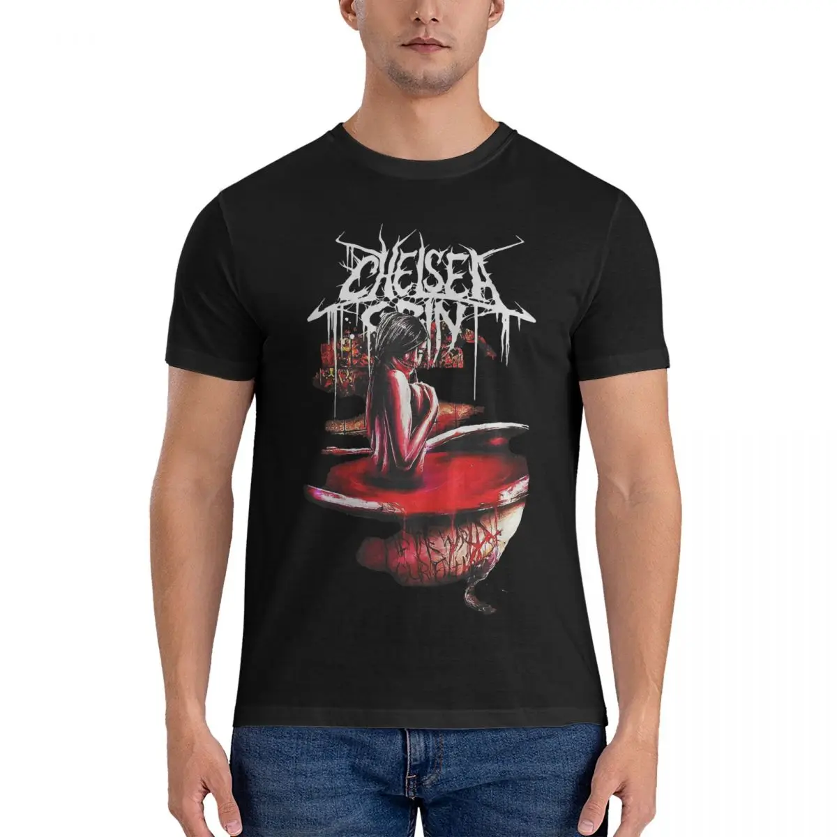 Hipster Rock Band T-Shirt for Men Crewneck Cotton T Shirts Chelsea Grin Short Sleeve Tees Graphic Printed Clothing