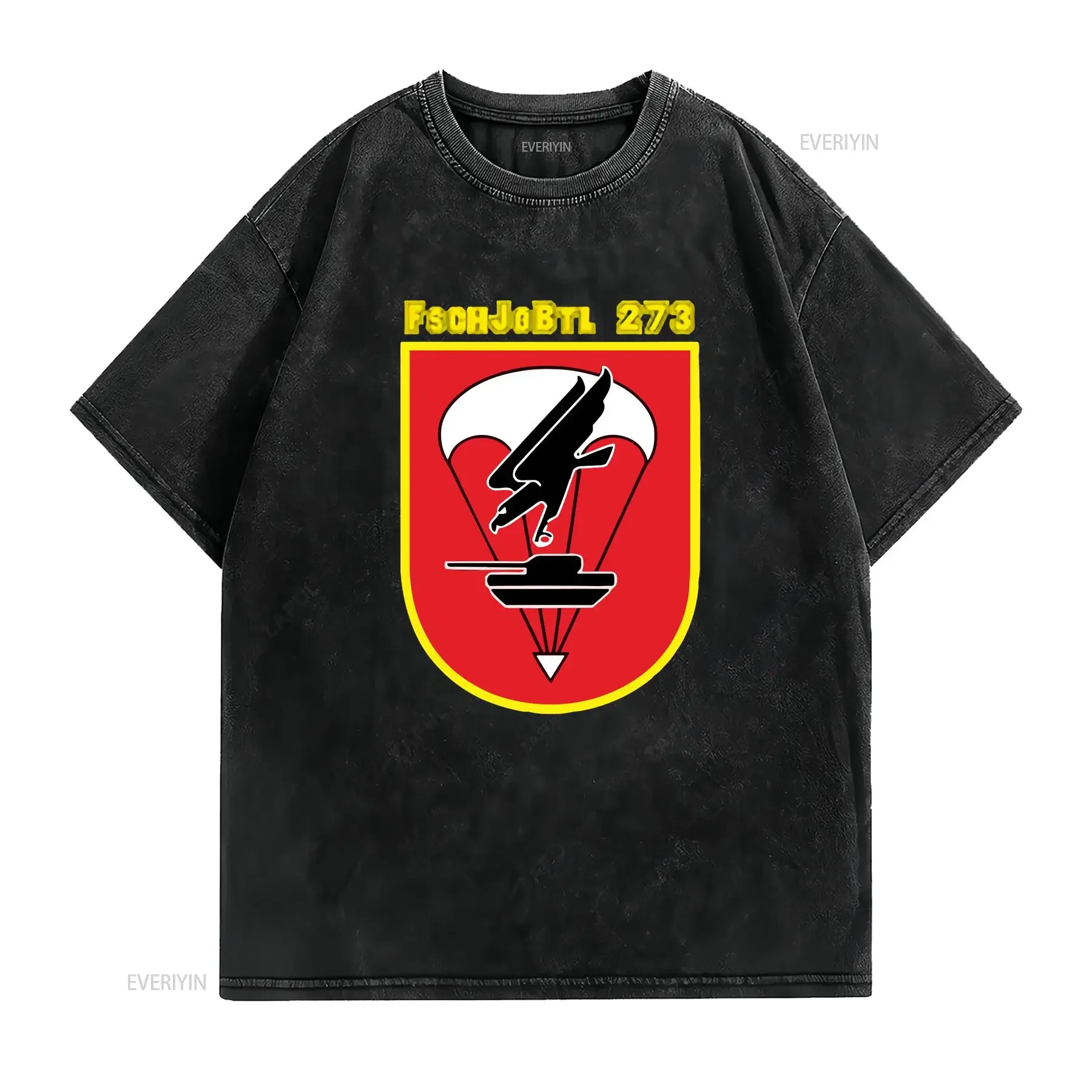 FschJgBtl 273 Paratrooper Battalion Coat of Arms Bundeswehr T Shirt 4298 vintage Washed Unisex Comfortable streetwear fashion