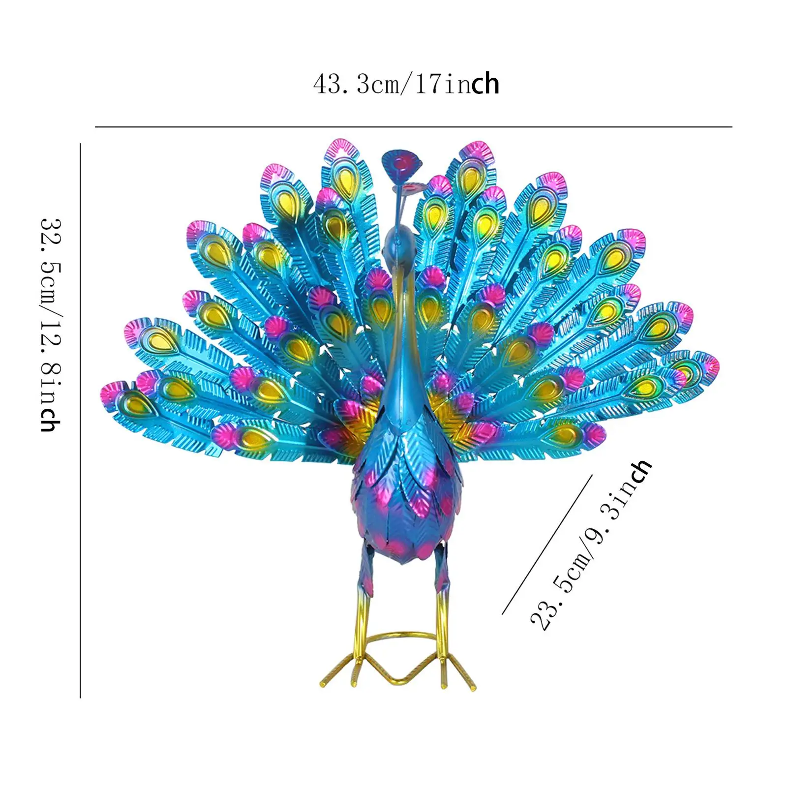 Peacock Decoration Home Iron Statue Garden Sculpture for Outdoor Patio Yard Art Animal Figurine Modern Delicate Craft Wedding