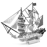 Mfuny 3D Puzzle Black Pearl Ship Metal Toy Car Motorcycle Series Handmade Puzzle Model