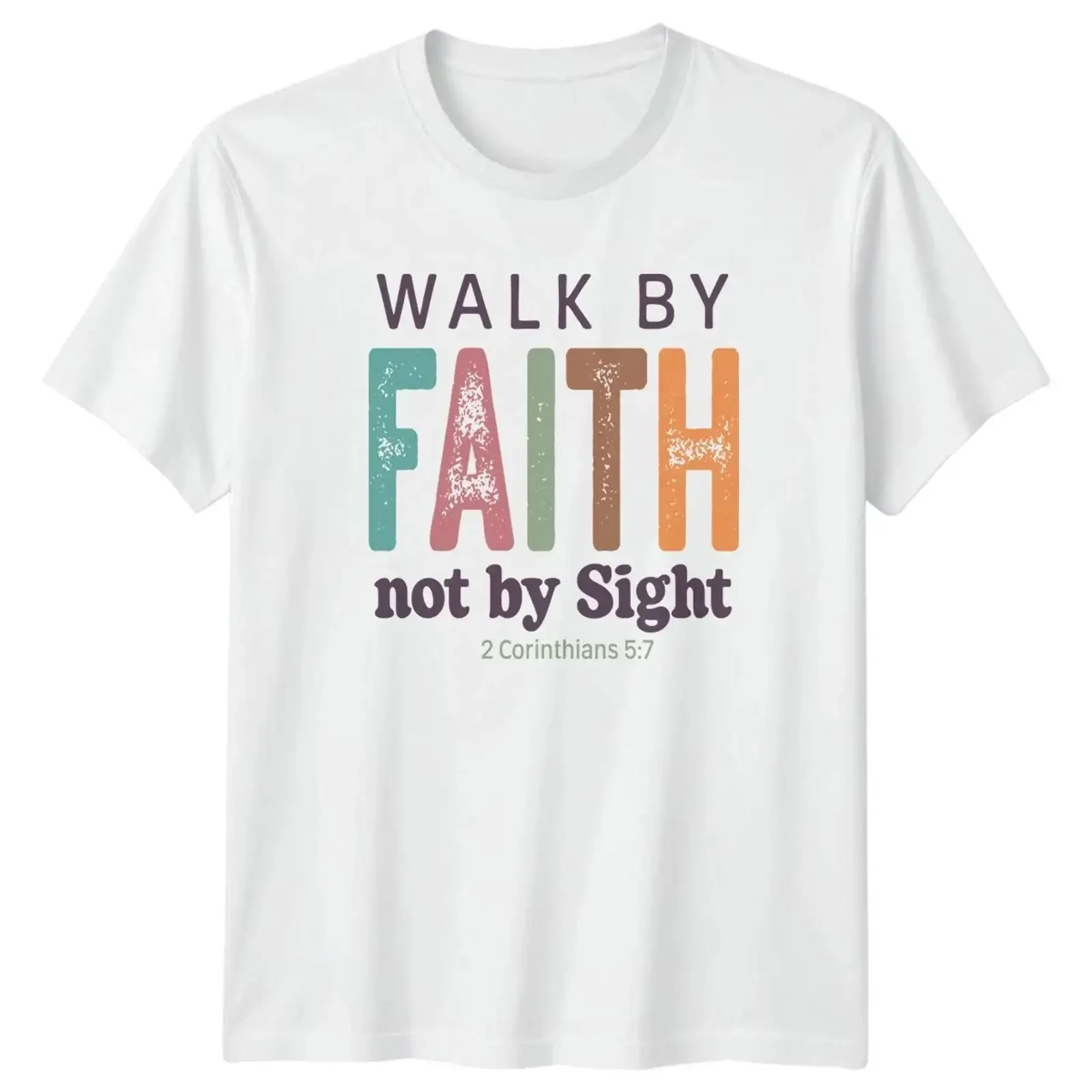 Walk By Faith Not Sight T Shirt Schrift Bibelvers Christlich Religiös vintage Washed designer clothes streetwear Comfortable