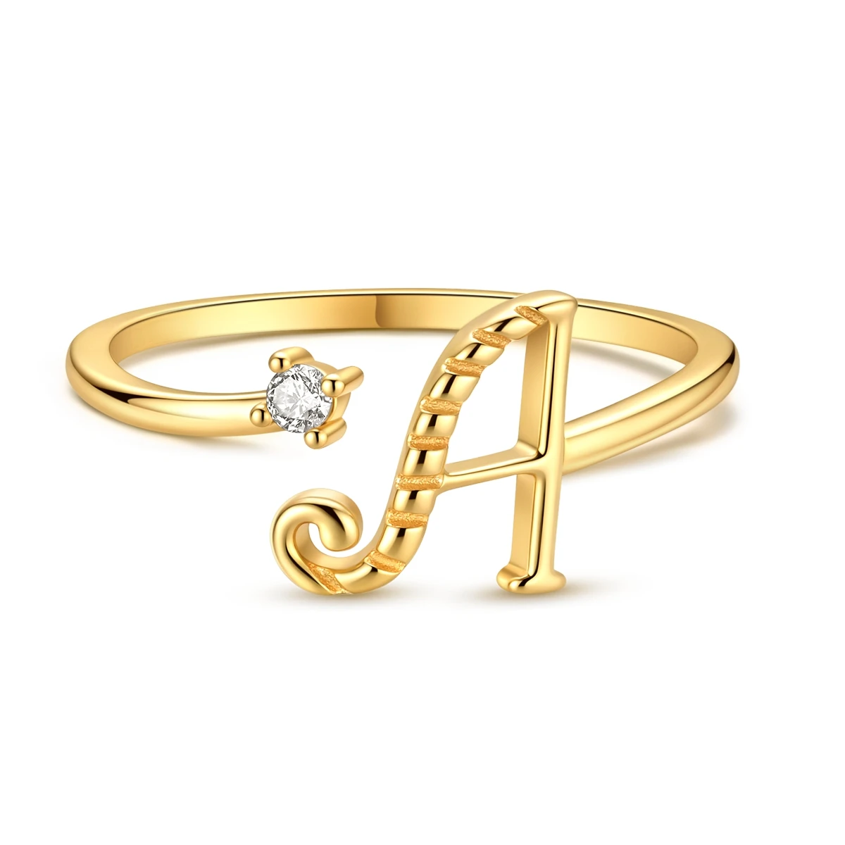 

Gold Ring 925 Sterling Silver A Letter Open Ring For Woman Girl Party Anniversary Fashion Jewelry