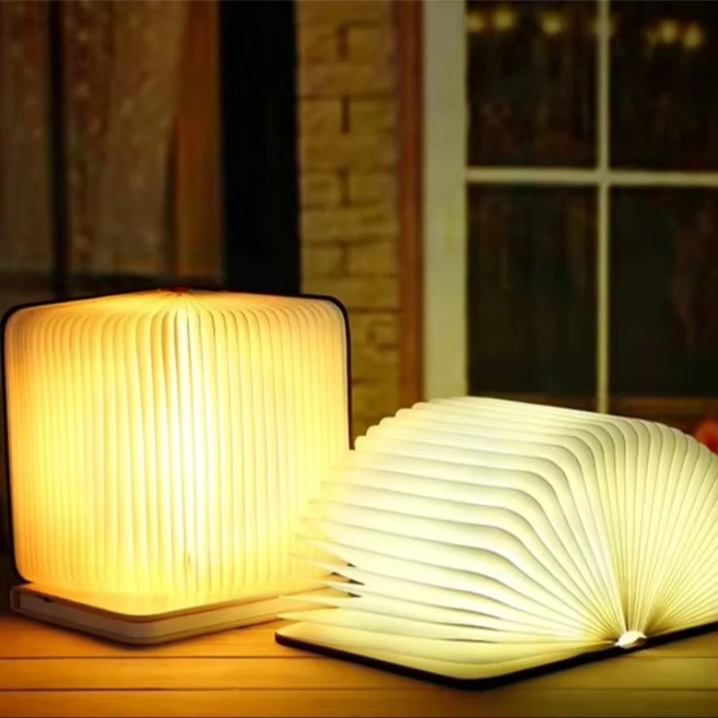 Three-color LED wooden desk lamp eye protection lighting foldable book lamp page turning bedroom night light wholesale