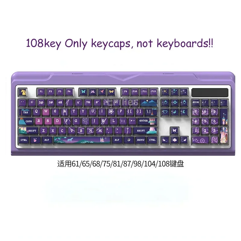 Pudim Keycaps para Teclado Mecânico, Teclado Gaming, Mystic Purple, PBT, ASA, Alta Qualidade, Gamer