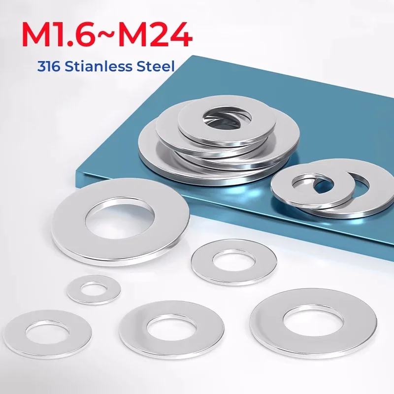 M1.6 M2 M2.5 M3 M4 M5 M6 M8 M10 M12 M14 M16 M18 M20 M22 M24 316 Stainless Steel Gasket Ultra-Thin Flat Washer Thickened Plain