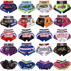 Pantalones cortos Muay Thai para adultos y niños, Shorts de boxeo MMA, pantalones de entrenamiento de Kickboxing bordados, equipo de lucha de artes marciales Sanda