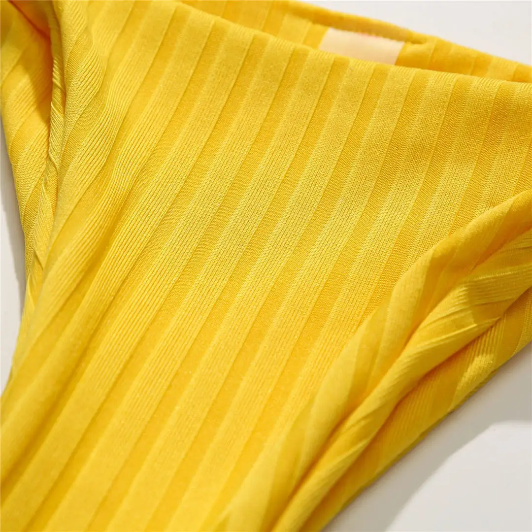 Neuer, verführerischer, gerippter Bikini mit Halterneck und String-Schnitt, Damen-Badeanzug, zweiteiliges Bikini-Set, gepolsterter Badeanzug, Badebekleidung, Modell V2971. – Detail 30