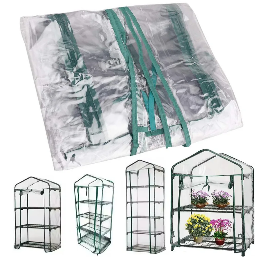 Cubierta de invernadero para caminar de 2-5 niveles con puerta con cremallera, para interior y exterior, cubierta de PE para invernadero de repuesto para plantas y flores, sin estantes