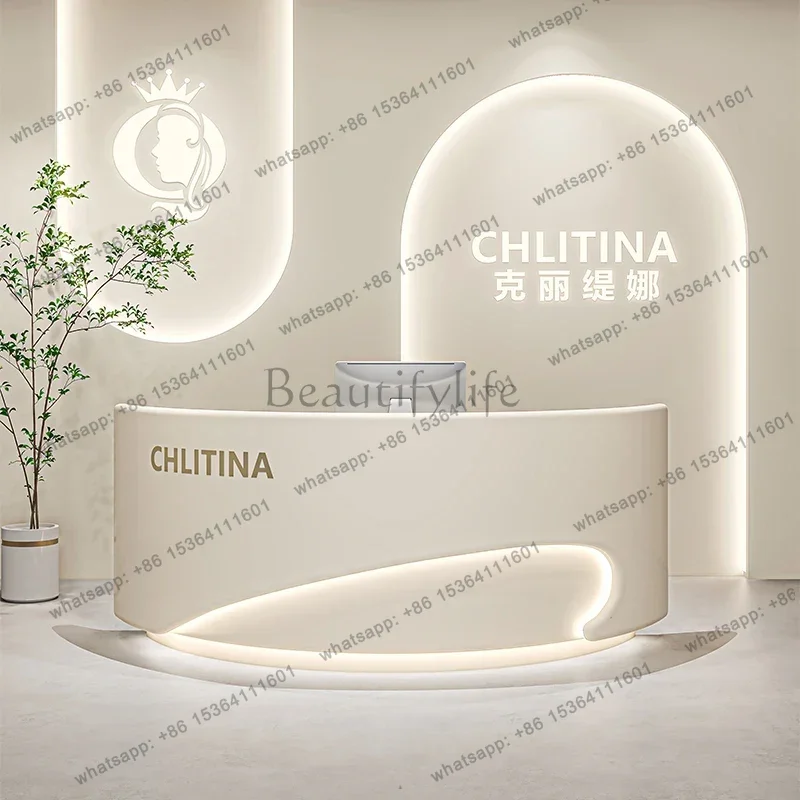 company front desk training reception desk home business reception furniture women's clothing store bar counter arc guide table