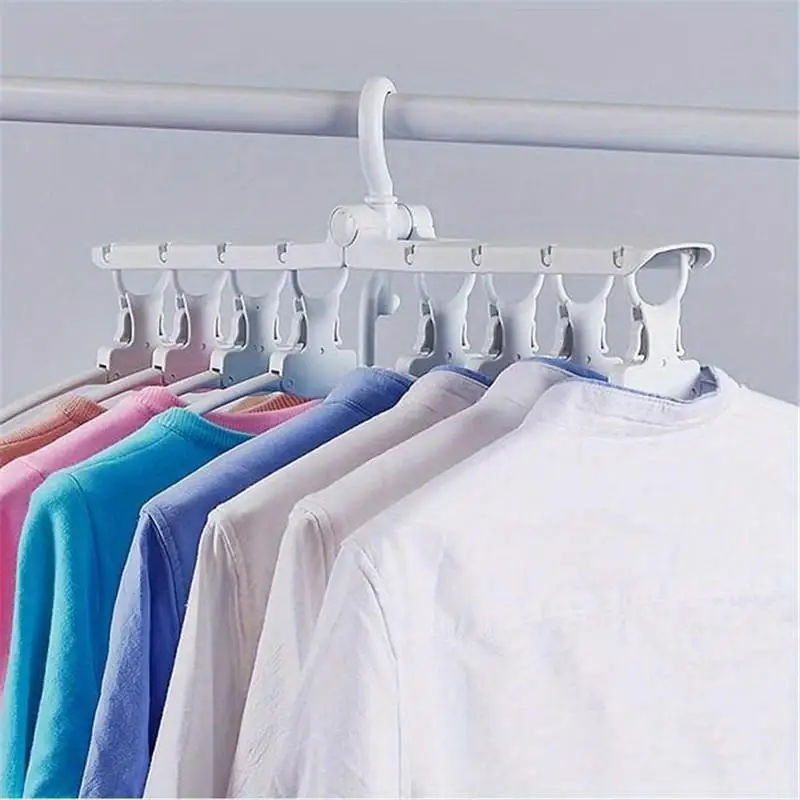 New Multifunctional Retractable Hanger Rack Folding Plastic Clothes Hanger Closet Clothing Storage Rack Drying Rack Color Random